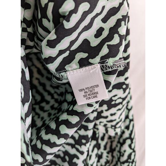 Dana Buchman Leopard Print Blouse Small Aqua Black Long Sleeve Top Office Shirt - Picture 6 of 11